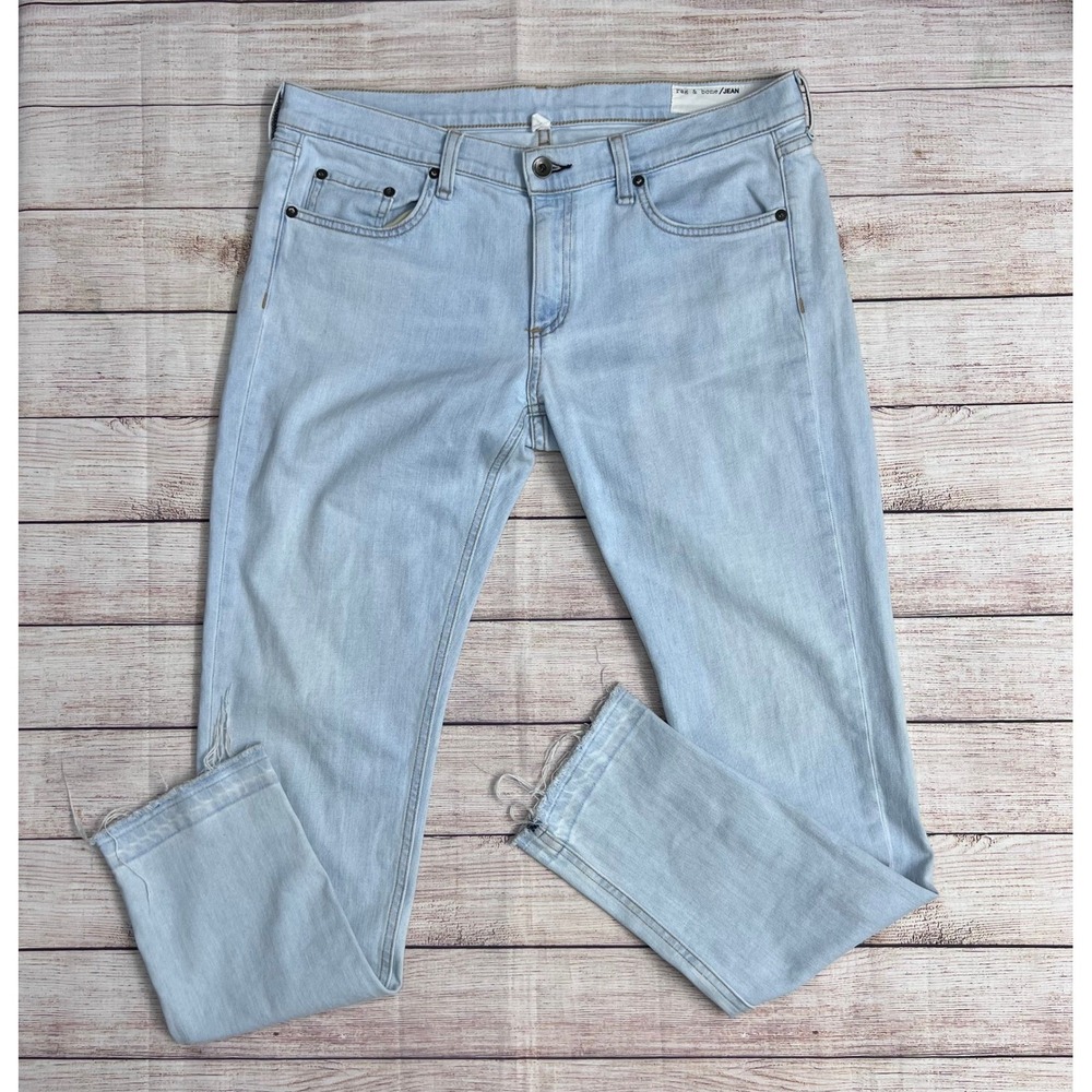 Rag & Bone Dre Skinny Jeans Women Size 30 Light Blue‎ Achillies Raw Hem